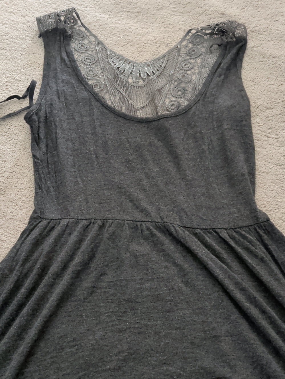 Women's Gray Lace-Back Sleeveless Dress